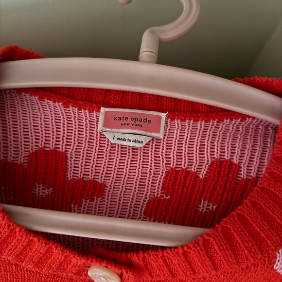 Kate Spade Red and Pink Floral Cardigan large - Picture 2 of 5